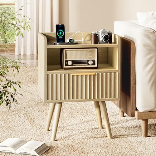 huuger nightstand with charging station, usb-c port, end, main product view