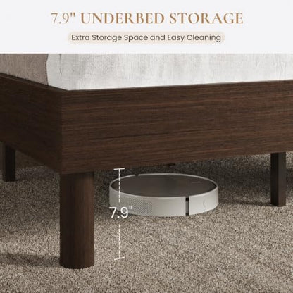 sha cerlin full size wood platform bed, 7.9", side view