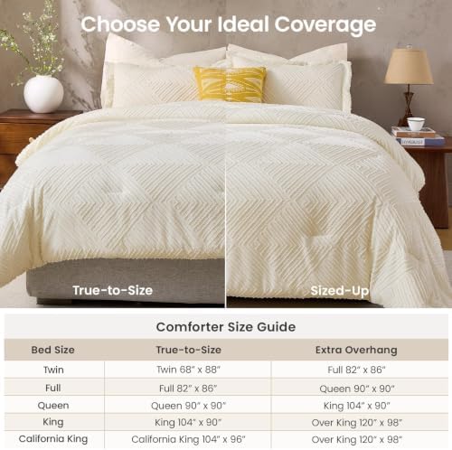 jollyvogue king size comforter set, boho tufted 3-piece on a desk or shelf