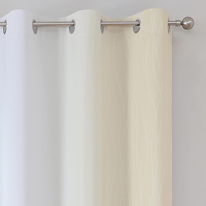 Estelar Textiler Beige and Greyish White Blackout Curtains - Image 4