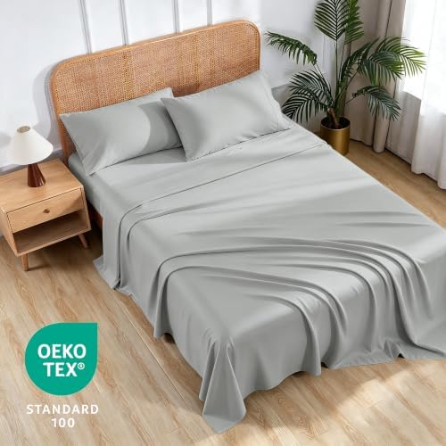 100% bamboo viscose twin xl size sheets set showing dimensions