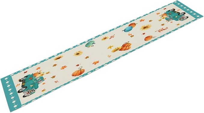 Thanksgiving Table Runner, Pumpkin Linen Farmhouse Table Runners, Kitchen - Image 3