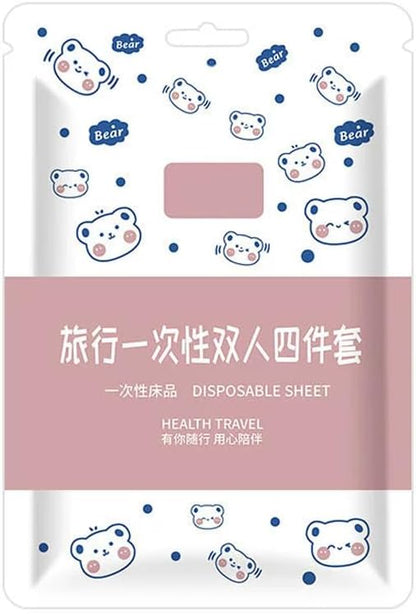 Portable Disposable Bed Sheet, Duvet Cover, Pillowcase Four Piece Set, by Unknown