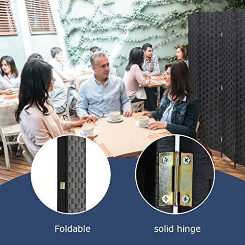 fdw 4-panel folding room divider | 6ft, black, package contents