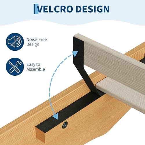 garvee full wood platform bed frame, wave edge, close-up detail