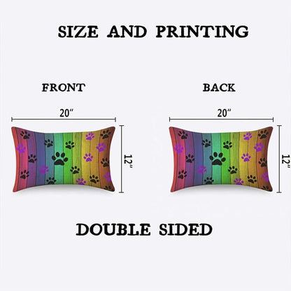 TKS MITLAN Colorful Wood Background Pillow Covers 12 x 20 Inch Cat Paw Print on - Image 2