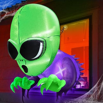 Halloween Inflatables Outdoor Decorations Alien Broke Out from Window