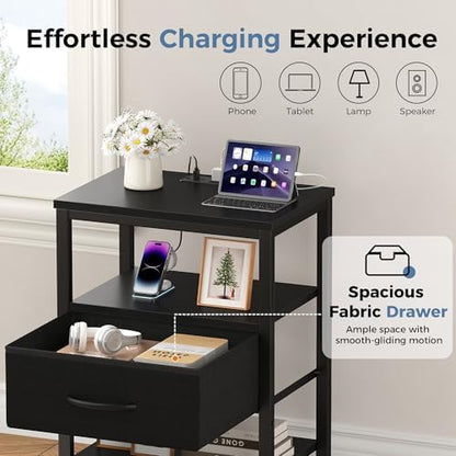 dumos night stand set 2 with charging station, side view