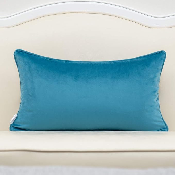 Alerfa 12 x 20 Inch Rectangle Leaf Pillow Embroidery Cut Velvet Cushion Case - Image 2
