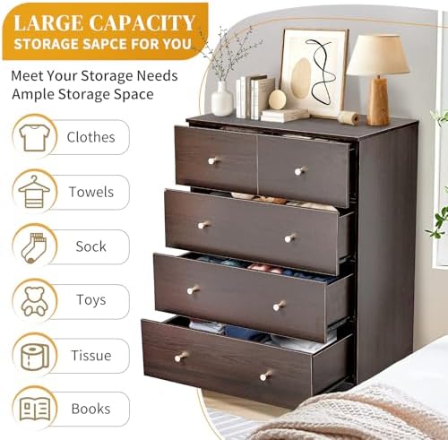 karl home brown 5 drawer tall dresser,rustic wood, package contents
