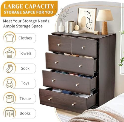 karl home brown 5 drawer tall dresser,rustic wood, package contents