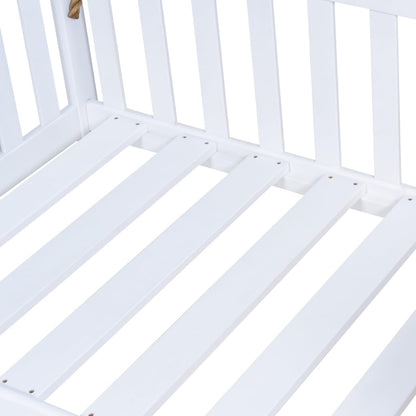 east green charleston twin white porch swing bed, close-up detail
