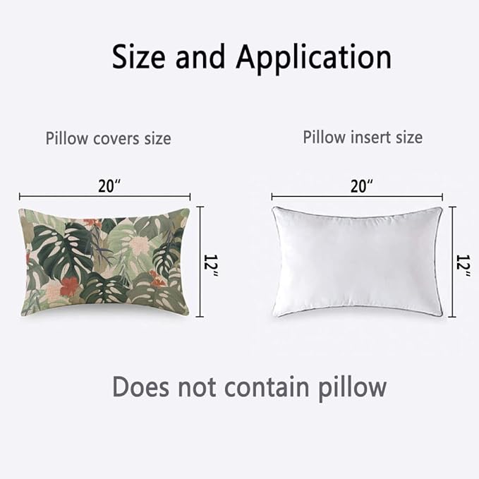 TKS MITLAN Hibiscus Flowers Pillow Covers 12 x 20 Inch Tropical Plants - Image 4