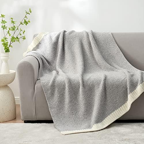 snuggle sac buttery grey throw blanket for couch, side view