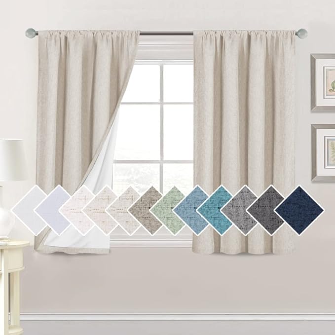 H.VERSAILTEX Linen Look 100% Blackout Curtains 45 Inches Long by HVERSAILTEX