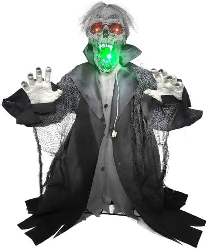 Halloween Animatronic Zombie Groundbreaker Decoration, 2.3 FT Motion & Sound Activated Scary Outdoor Prop with Light-Up Eyes for Yard, Lawn, Patio & Haunted House