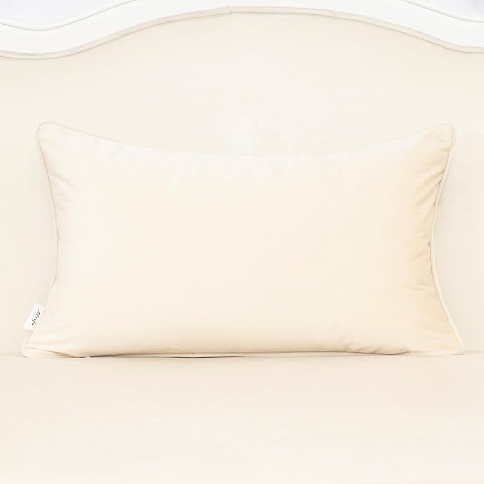 Alerfa Beige Floral Throw Pillow Cover 12 x 20 Inch Cut Velvet Rectange Luxury - Image 2