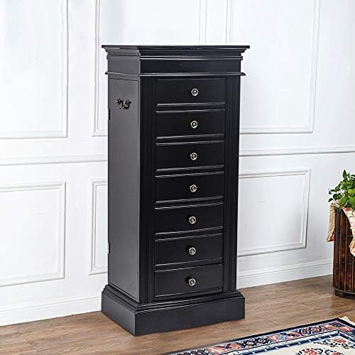 standing jewelry armoire with mirror, large jewelry cabinet on a desk or shelf