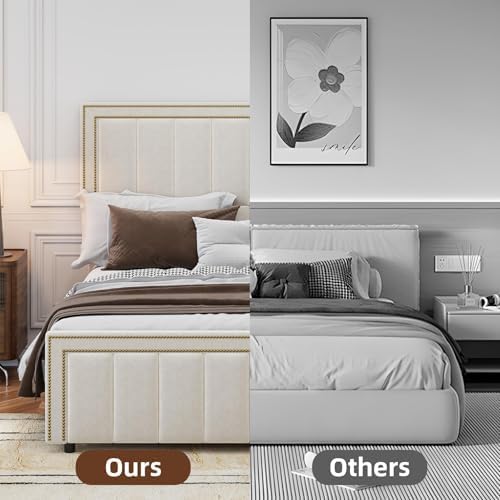 barnfurin queen bed frame chenille with tall nailhead, package contents
