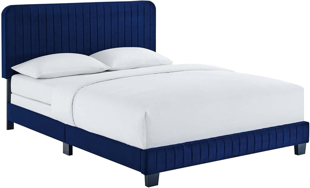 modway celine channel tufted performance velvet king bed, close-up detail