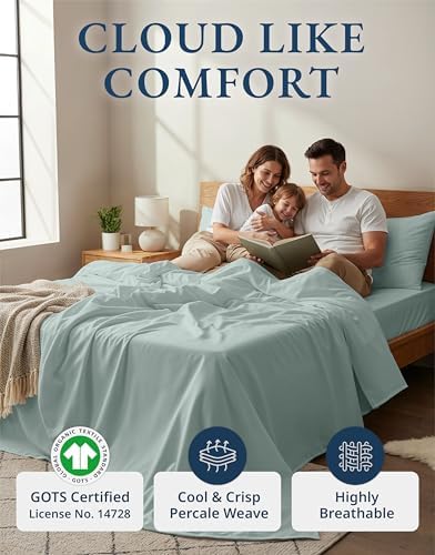 lane linen twin xl sheet set 100% organic shown in use