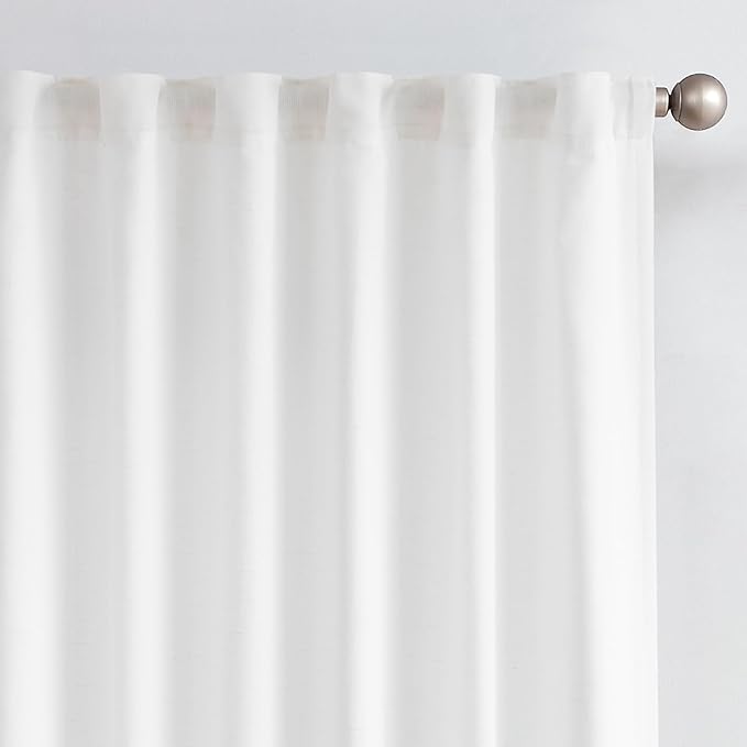 jinchan Linen Curtains with Privacy Lining 96 Inch Length White Farmhouse by JINCHAN