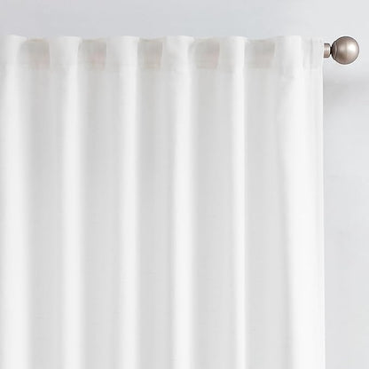 jinchan Linen Curtains with Privacy Lining 96 Inch Length White Farmhouse by JINCHAN