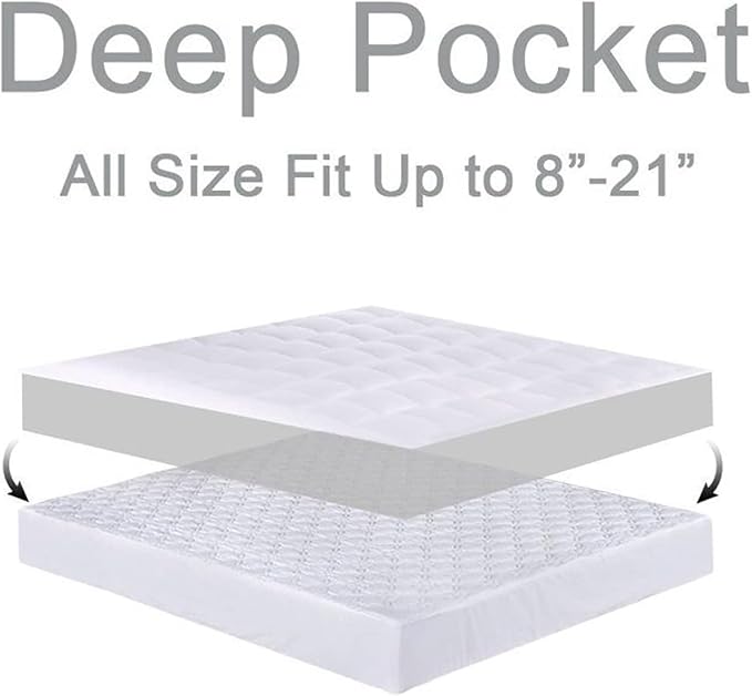 Mattress Topper Full XL for Back Pain, Extra Thick Mattress Pad Cover, Plush - Image 5