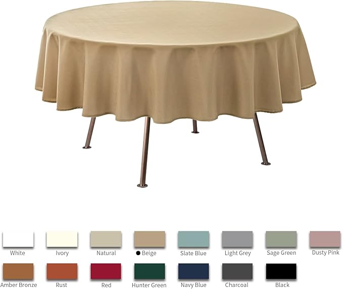 maxmill Round Linen Looking Textured Tablecloth Spill-Proof Wrinkle Free Soft - Image 3