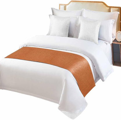 Vintage Orange Linen Burlap Bed Runners - Image 2