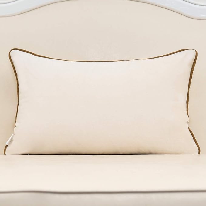 Alerfa 12 x 20 Inches White Geometric Gold Leather Striped Cushion Cases - Image 2