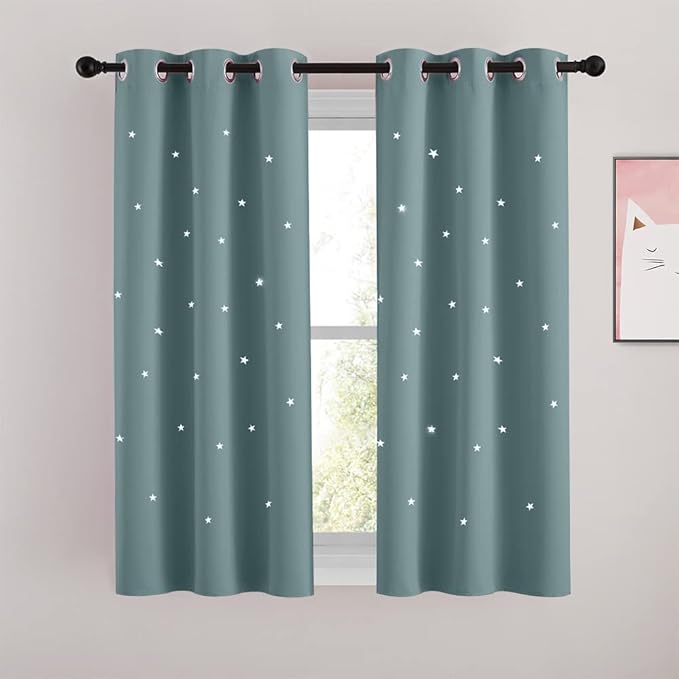 NICETOWN Greyish Blue Star Blackout Curtains by NICETOWN