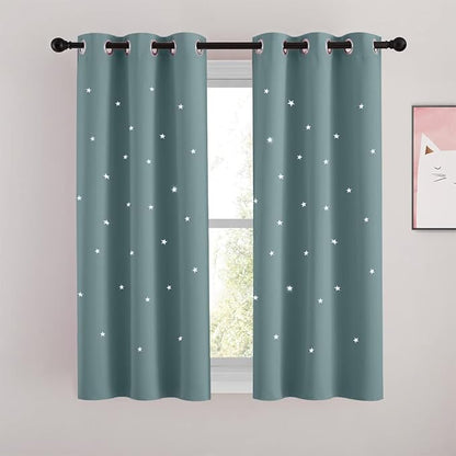 NICETOWN Greyish Blue Star Blackout Curtains by NICETOWN