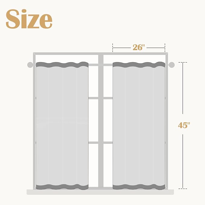jinchan Kitchen Curtains Linen Tier Curtains 45 Inch Farmhouse Cafe Drapes - Image 2