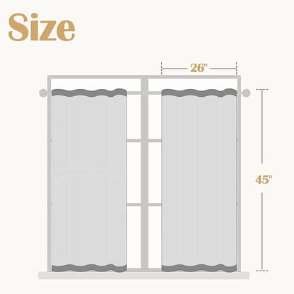 jinchan Kitchen Curtains Linen Tier Curtains 45 Inch Farmhouse Cafe Drapes - Image 2