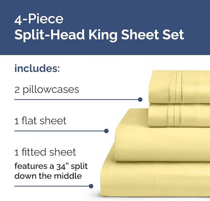Split Head King Sheet Set – 4 Piece Flex Split Top King Sheets - Image 3