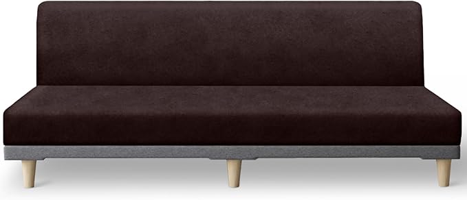 molasofa Leather Like Stretch Futon Slipcover Armless Sofa Cover Furniture by Molasofa