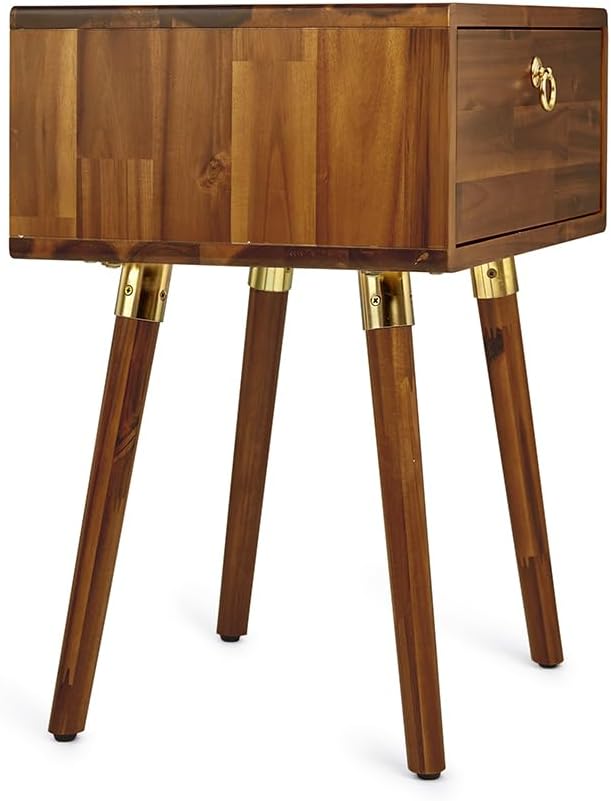 Bme Caden Solid Wood Nightstand/Side Table/End Table, Fully Assembled, with 1...