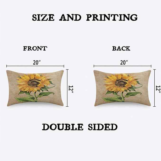 TKS MITLAN Sunflower Decorative Pillow Covers Yellow Flower Green Leaves - Image 2