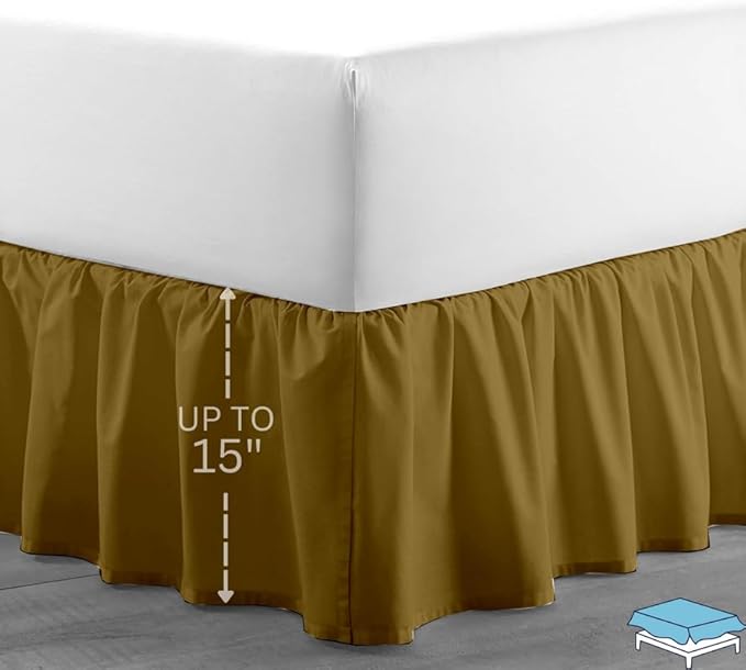 Ruffle Bed Skirt with Split Corners, Microfiber Dust Ruffled - Image 2