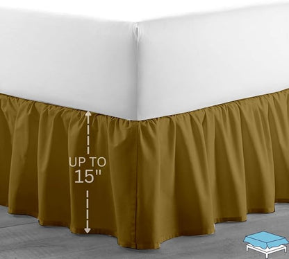 Ruffle Bed Skirt with Split Corners, Microfiber Dust Ruffled - Image 2
