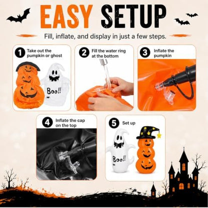4.3FT Inflatable Halloween Decorations, 2PCS Ghost Pumpkin Set