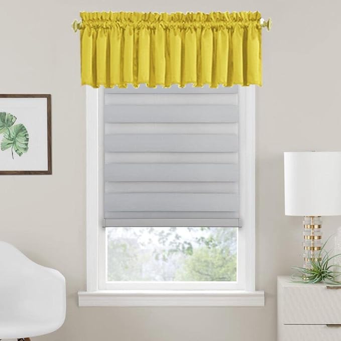 Valances for Window Yellow Rod Pocket Valances Light Reducing Valance Curtains - Image 2