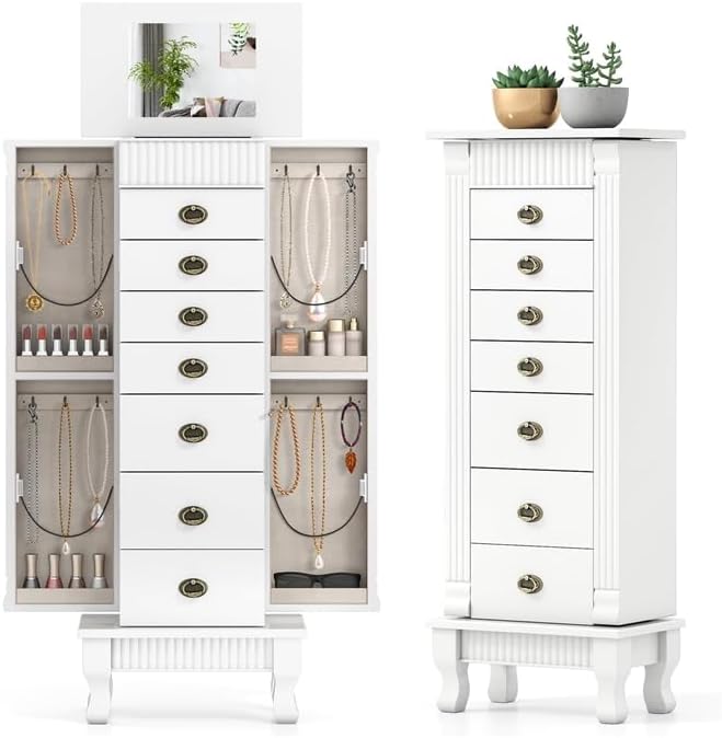 ldaily standing jewelry armoire cabinet, wooden storage chest, main product view