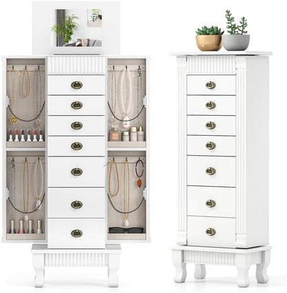 ldaily standing jewelry armoire cabinet, wooden storage chest, main product view