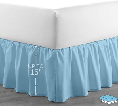 Ruffle Bed Skirt with Split Corners, Microfiber Dust Ruffled - Image 2