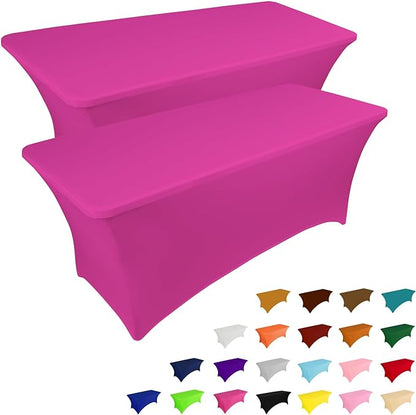 IVAPUPU 2 Pack 4FT Table Cloth for Rectangular Fitted Events Stretch Fuchsia by IVAPUPU