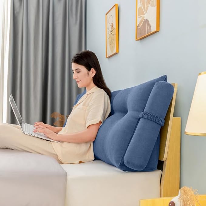 Triangular Reading Bed Rest Pillow Large Bolster Cushion Headboard Backrest - Image 2