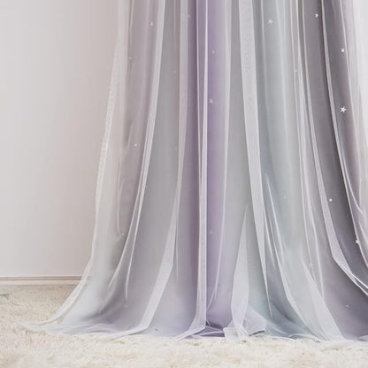 Kinryb Christmas Overlay Star Cut Out Colorful Kids Curtains - Image 7