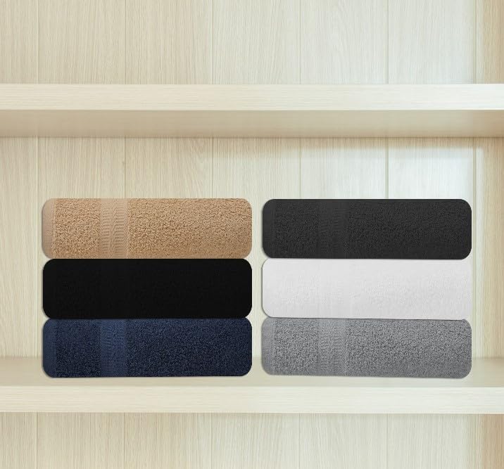 ASTILTEX Bath Towels Pack of 6 – 24" x 48" – 100% Cotton Terry, Sof...